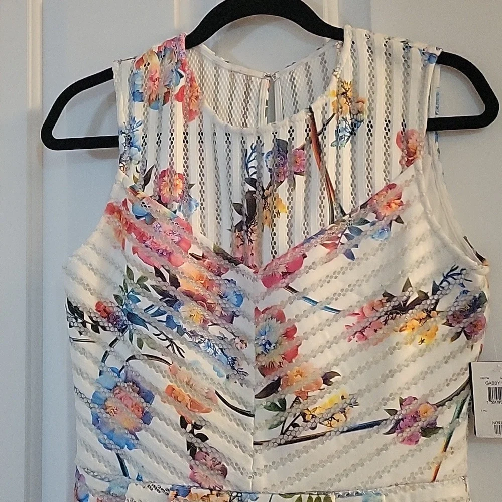 Gabby Skye ivory floral fit and flare tank dress 6 - Picture 6 of 16